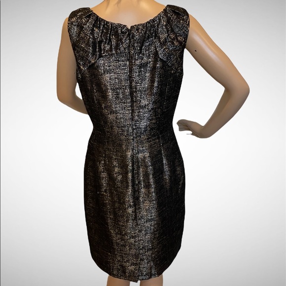 Ellen Tracy Black and Metallic Gold Sleeveless Midi Dress Size 8 VGC - Picture 3 of 5
